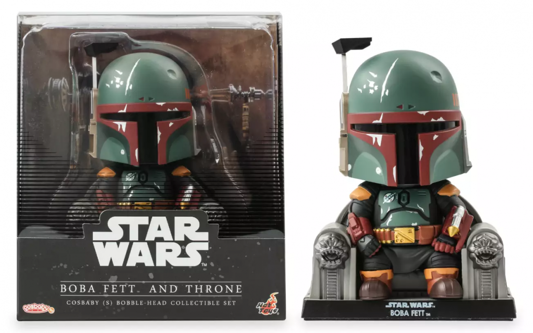 New The Book of Boba Fett Themed Boba Fett and Throne Cosbaby Bobble-Head Toy available!