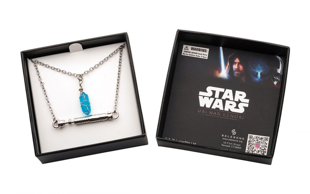 New Star Wars 3D Obi-Wan Kenobi's Lightsaber Handle & Simulated Blue Crystal Pendant Necklace Set available!
