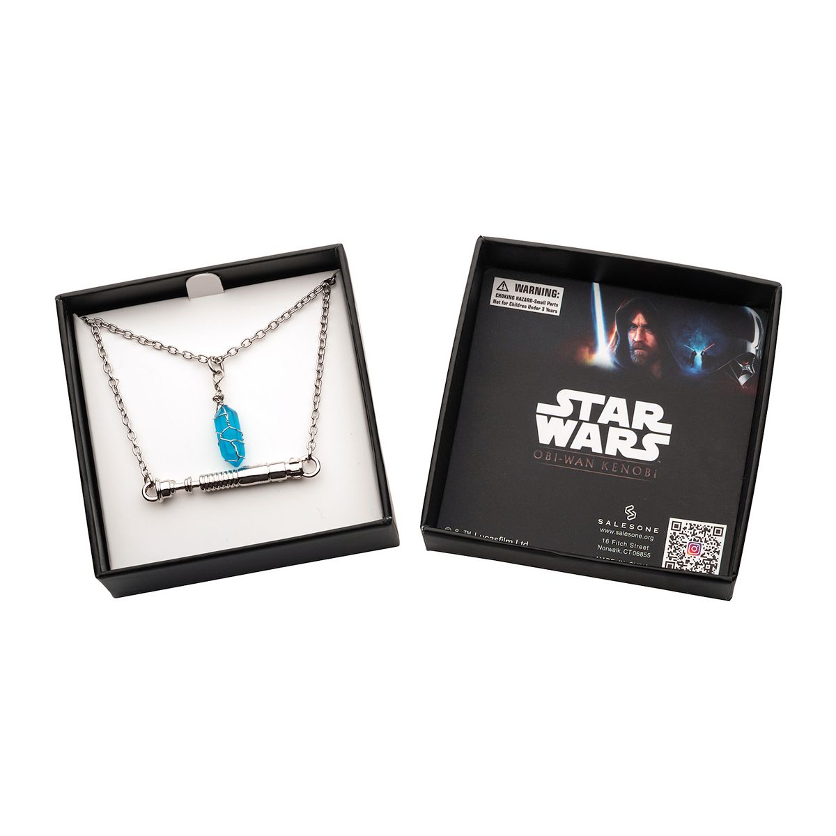 Obi-Wan Kenobi Themed 3D Obi-Wan Kenobi's Lightsaber Handle & Simulated Blue Crystal Pendant Necklace Set 2