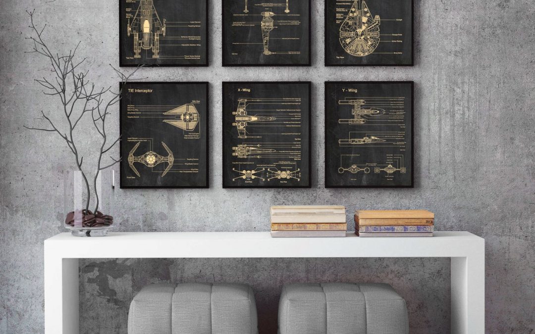 New Star Wars Set of 6 Blueprint Office Decor Art Print Set available now!