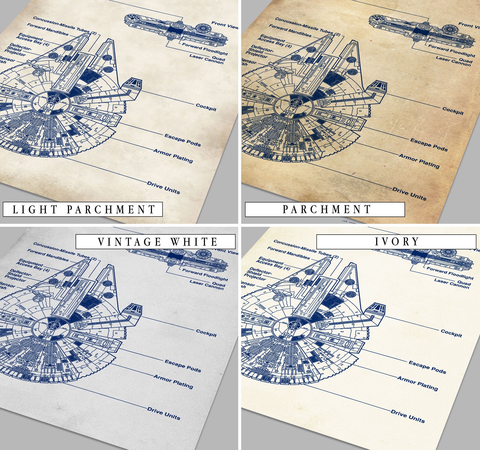 SW Set of 6 Blueprint Office Decor Art Print Set 3