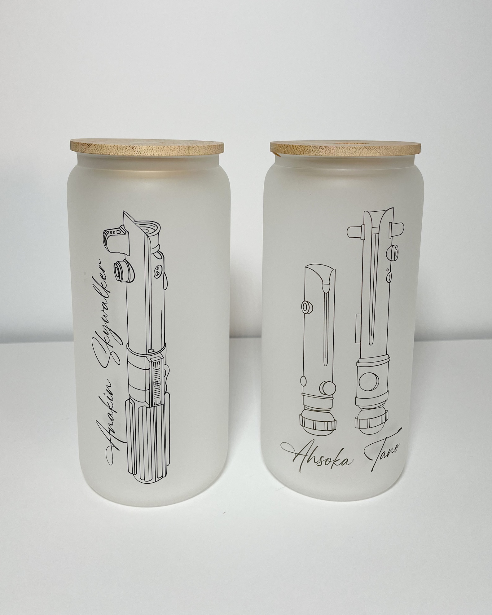 SW Lightsaber Hilt Frosted Glass Can Style Set 2