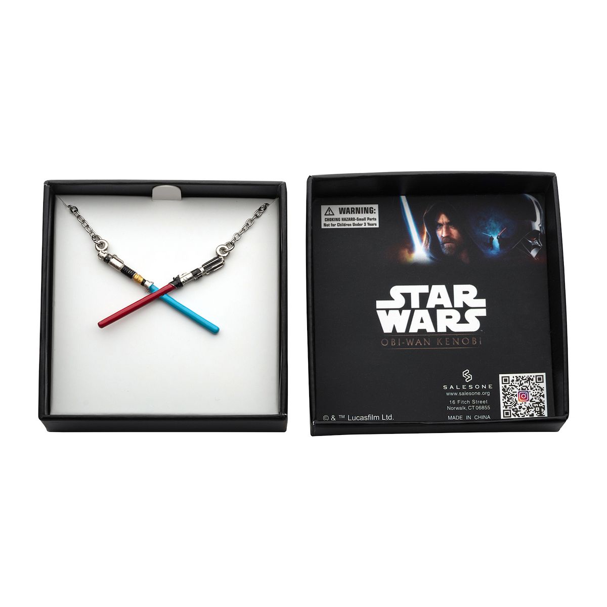 SW Obi-Wan Kenobi & Darth Vader Crossed Lightsaber Necklace 2