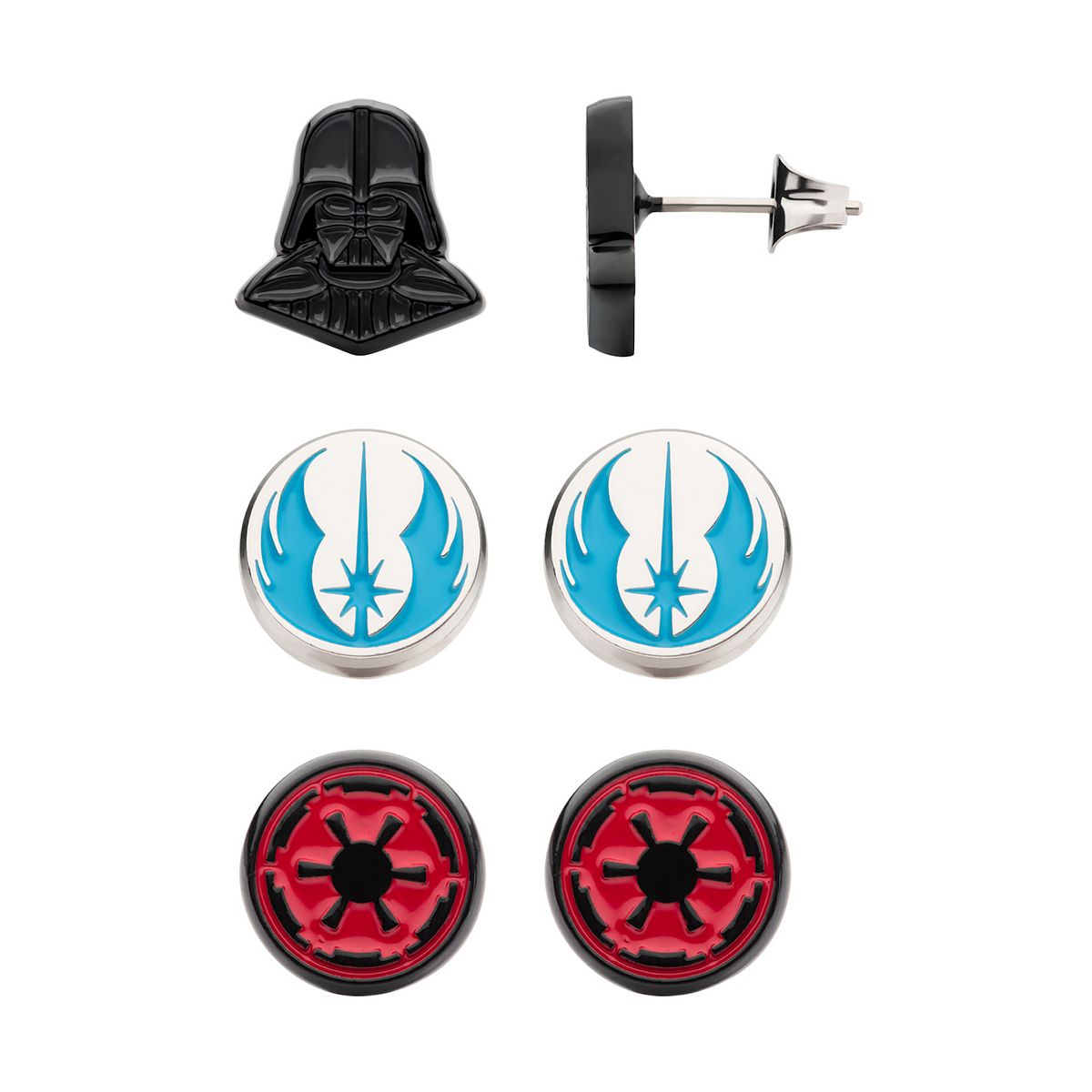 Obi-Wan Kenobi Darth Vader, Jedi & Imperial Stud Earrings Set 3