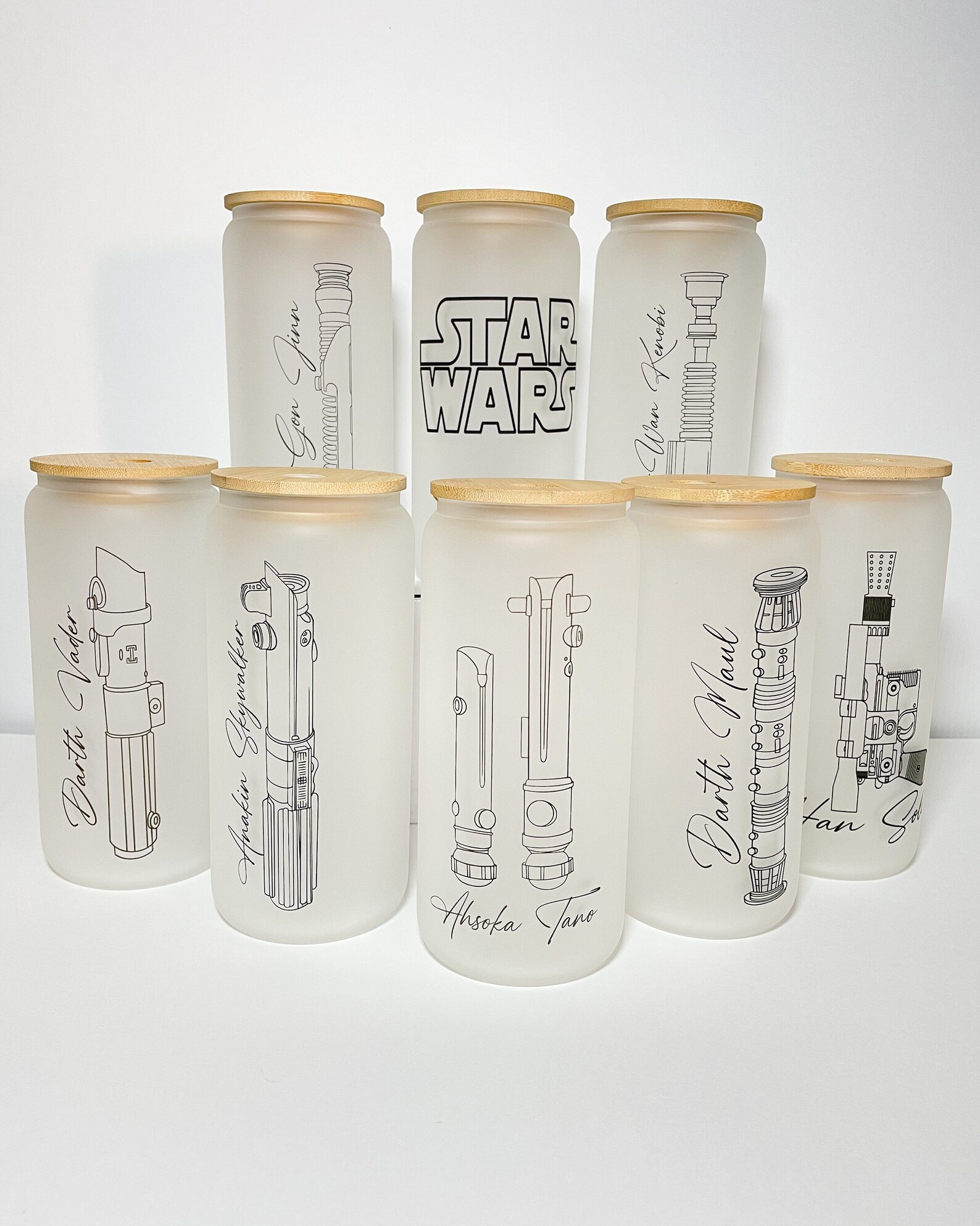 SW Lightsaber Hilt Frosted Glass Can Style Set 1