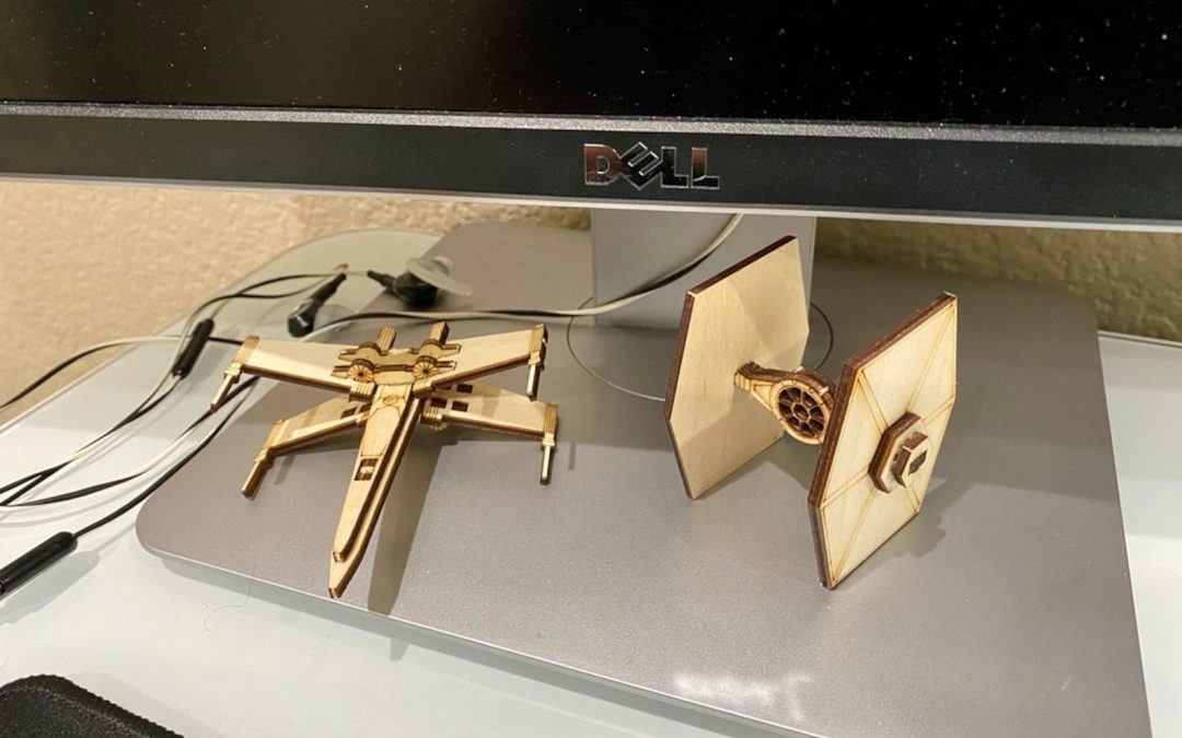 New Star Wars Tie Fighter and X-Wing Laser Cut Desk Accessory Set available now!