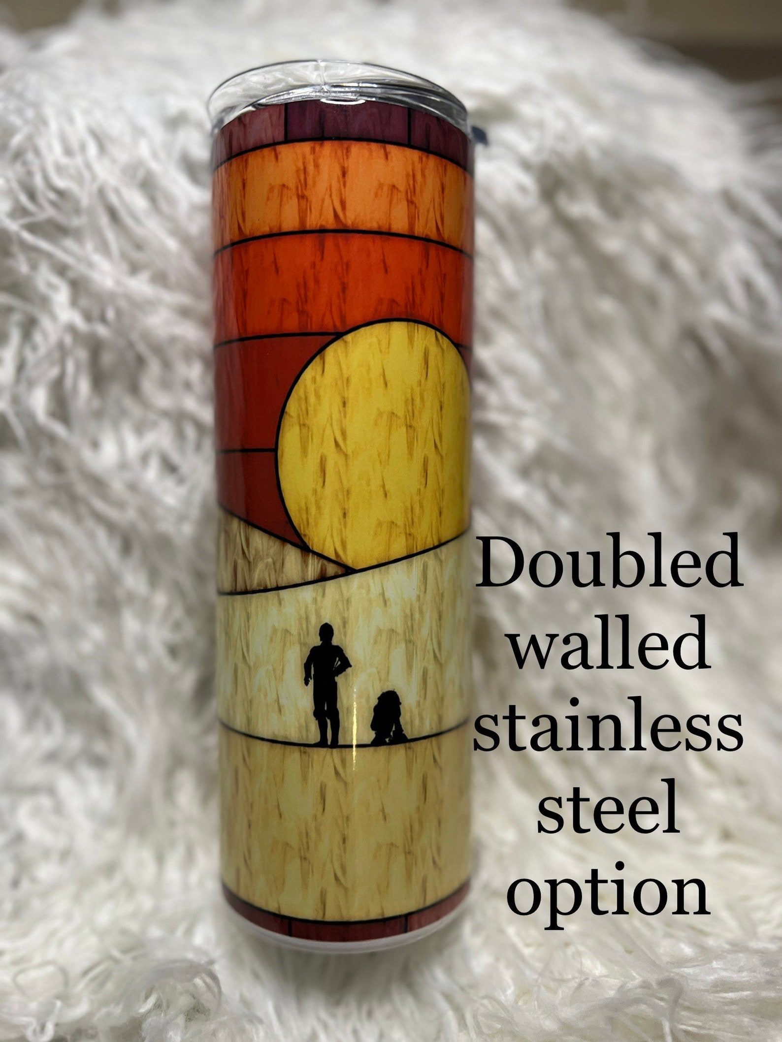 SW Tatooine with droids Stained-glass Tumbler 4