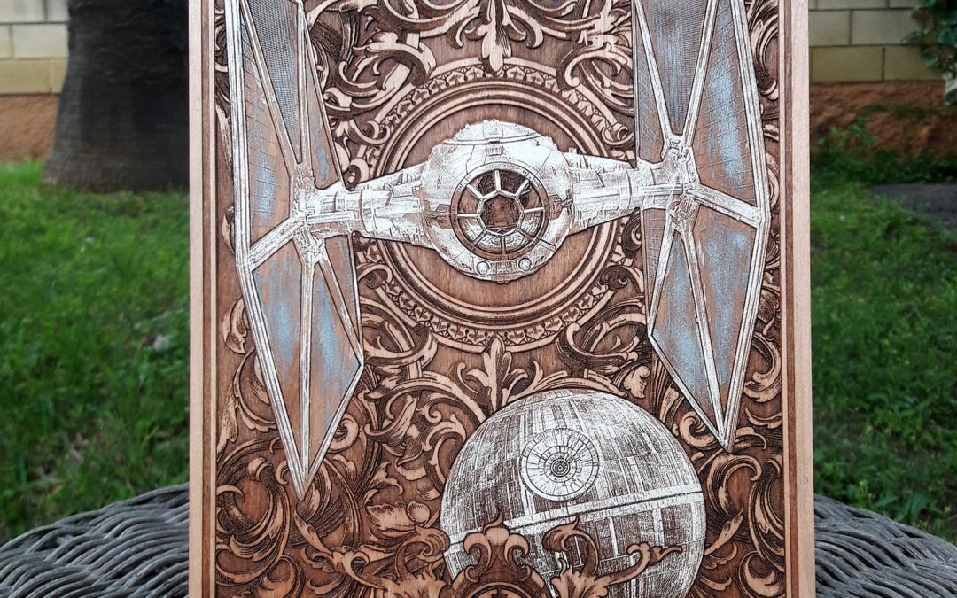 New Star Wars Death Star & Tie Fighter Personalized Wood Art Portrait available!