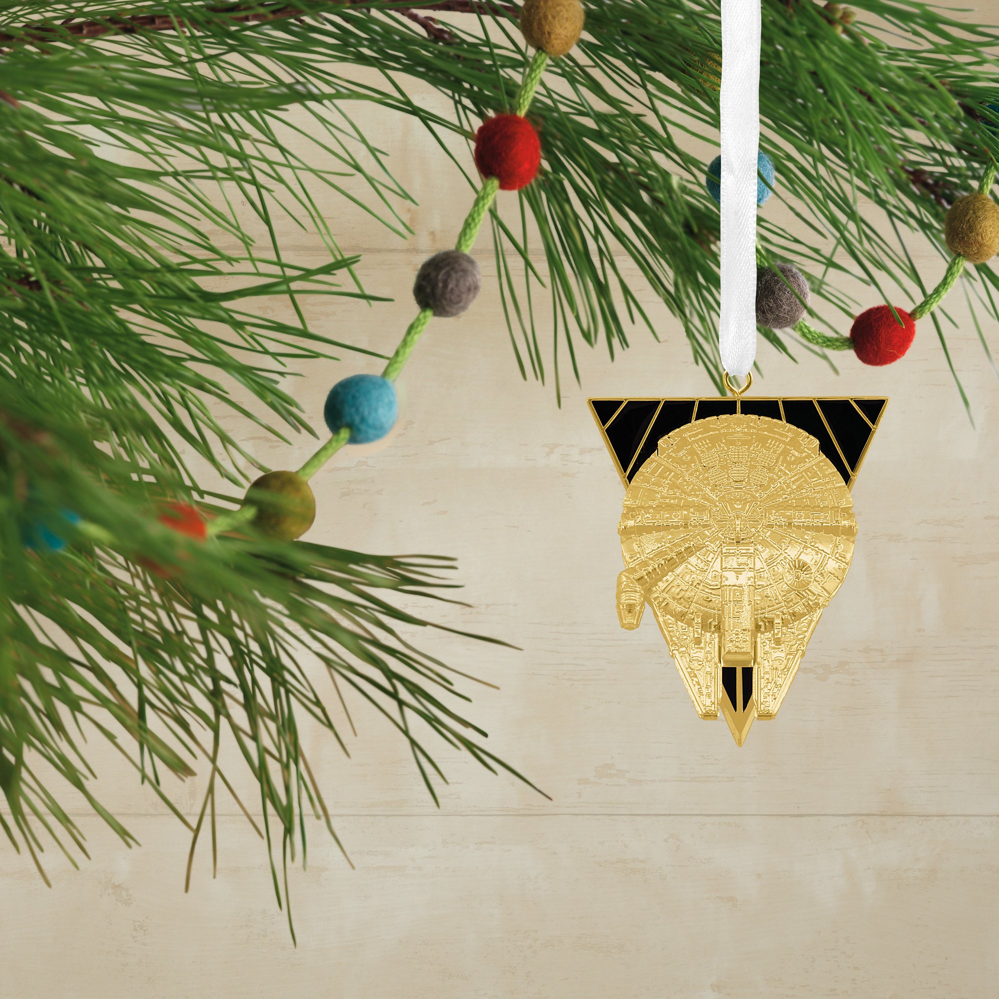 SW Millennium Falcon Gold Metal Christmas Ornament 4