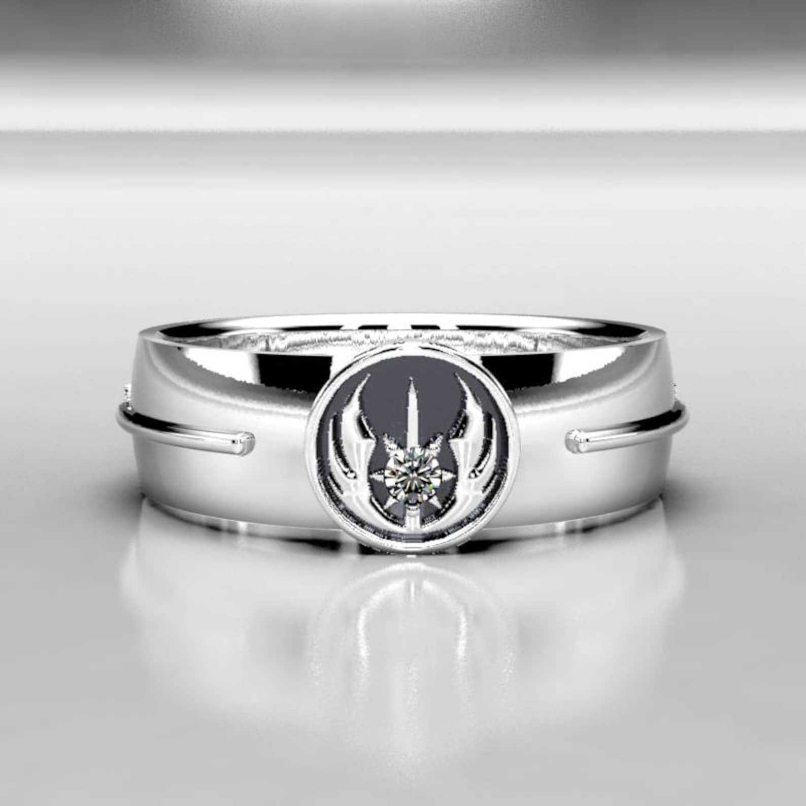 SW Jedi Order Symbol Silver Wedding Ring 1