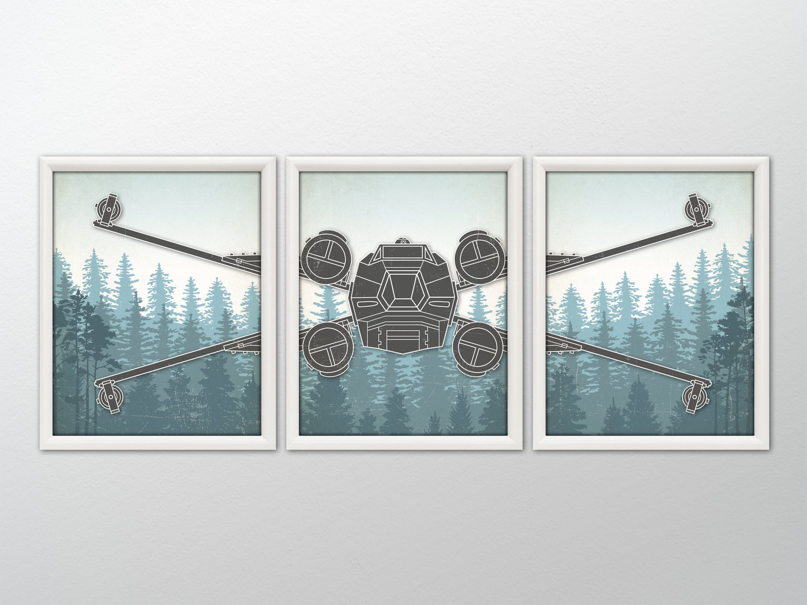 SW X-Wing Fighter Wall Decor Art Picture Set 1