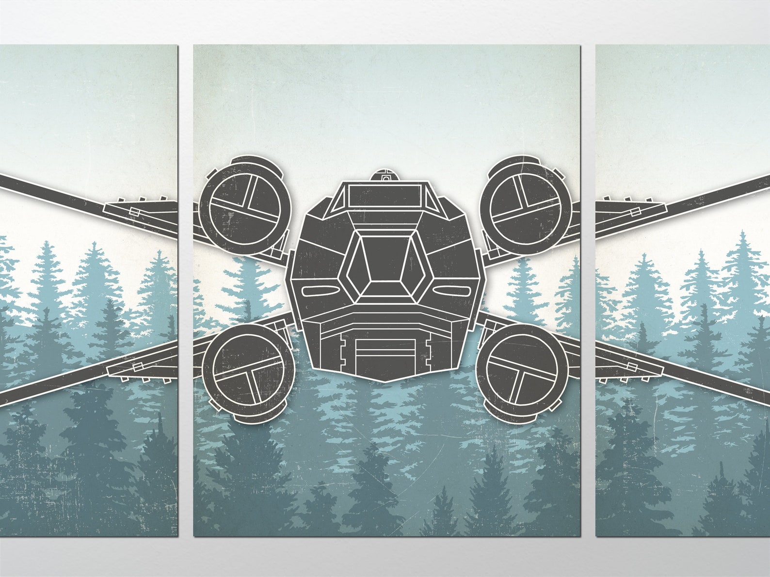 SW X-Wing Fighter Wall Decor Art Picture Set 2