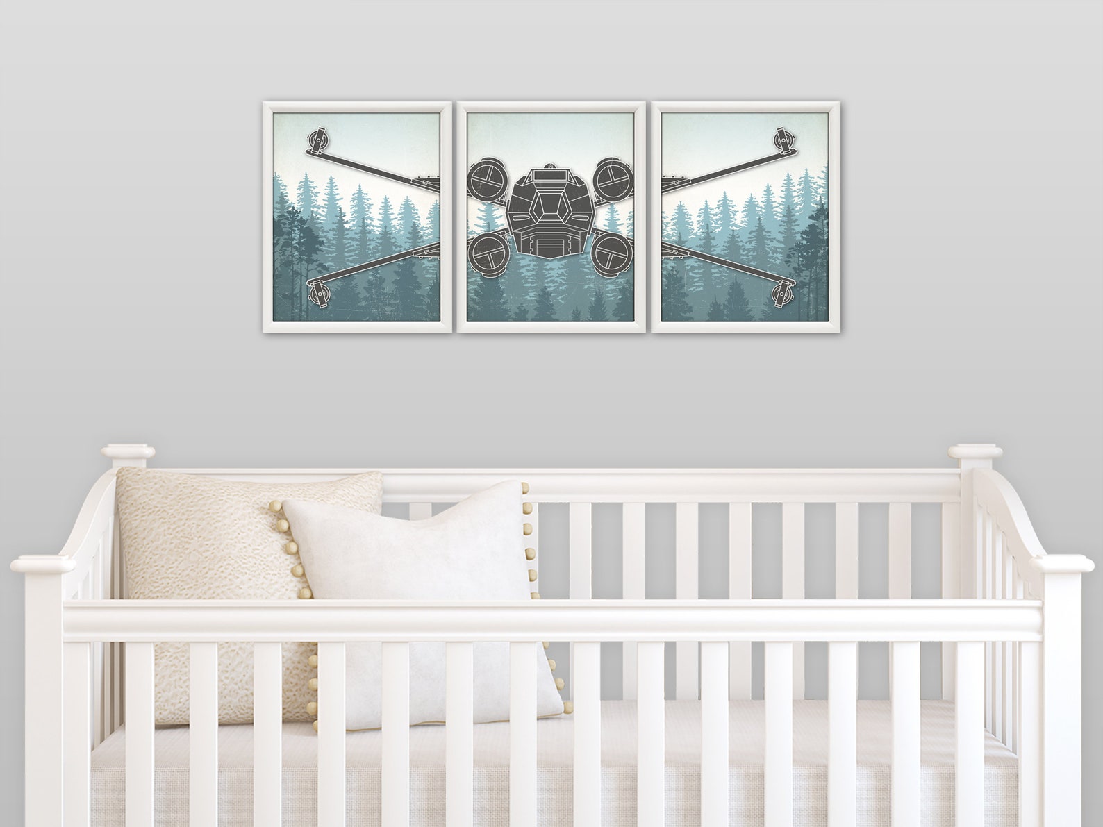SW X-Wing Fighter Wall Decor Art Picture Set 3