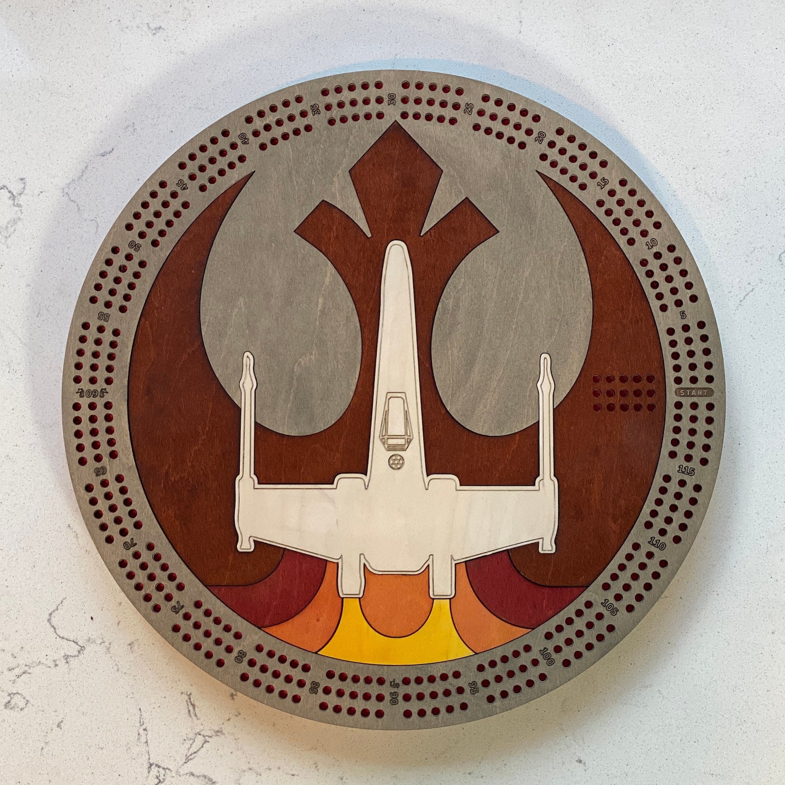 SW X-Wing Fighter Custom Cribbage Board 1