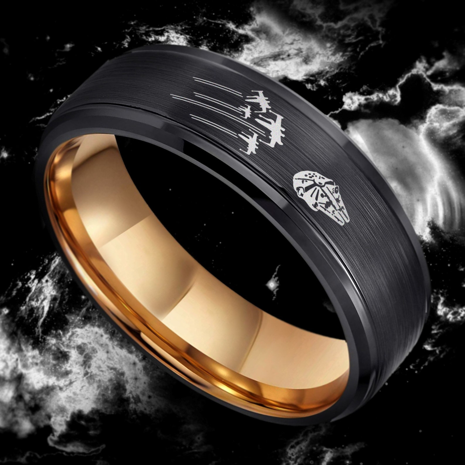 SW Millenium Falcon Engagement Wedding Ring 1