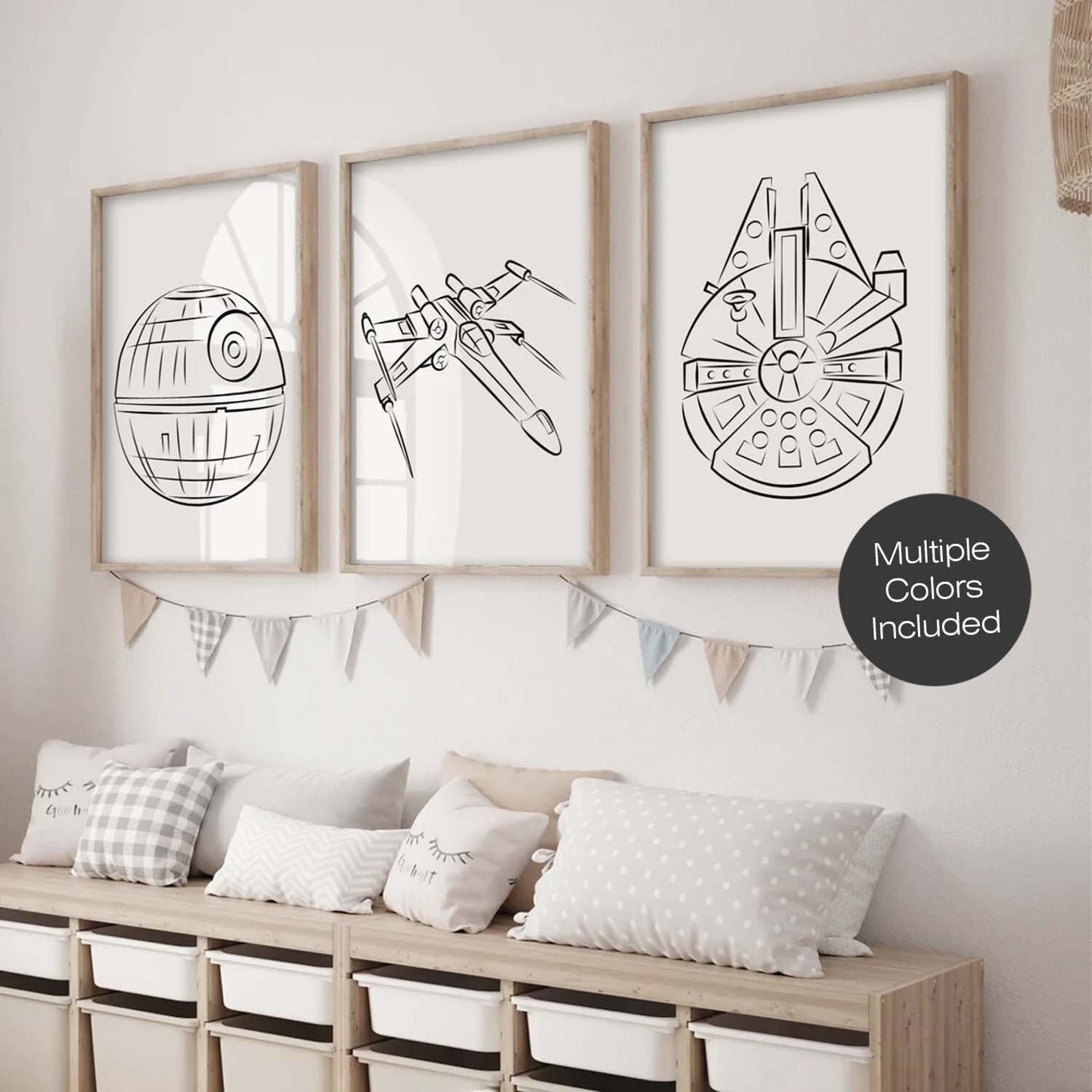 SW Ships Space Line Minimalist Nursery Decor Art Print Set 1