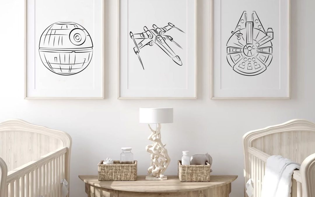 New Star Wars Ships Space Line Minimalist Nursery Decor Art Print Set available now!