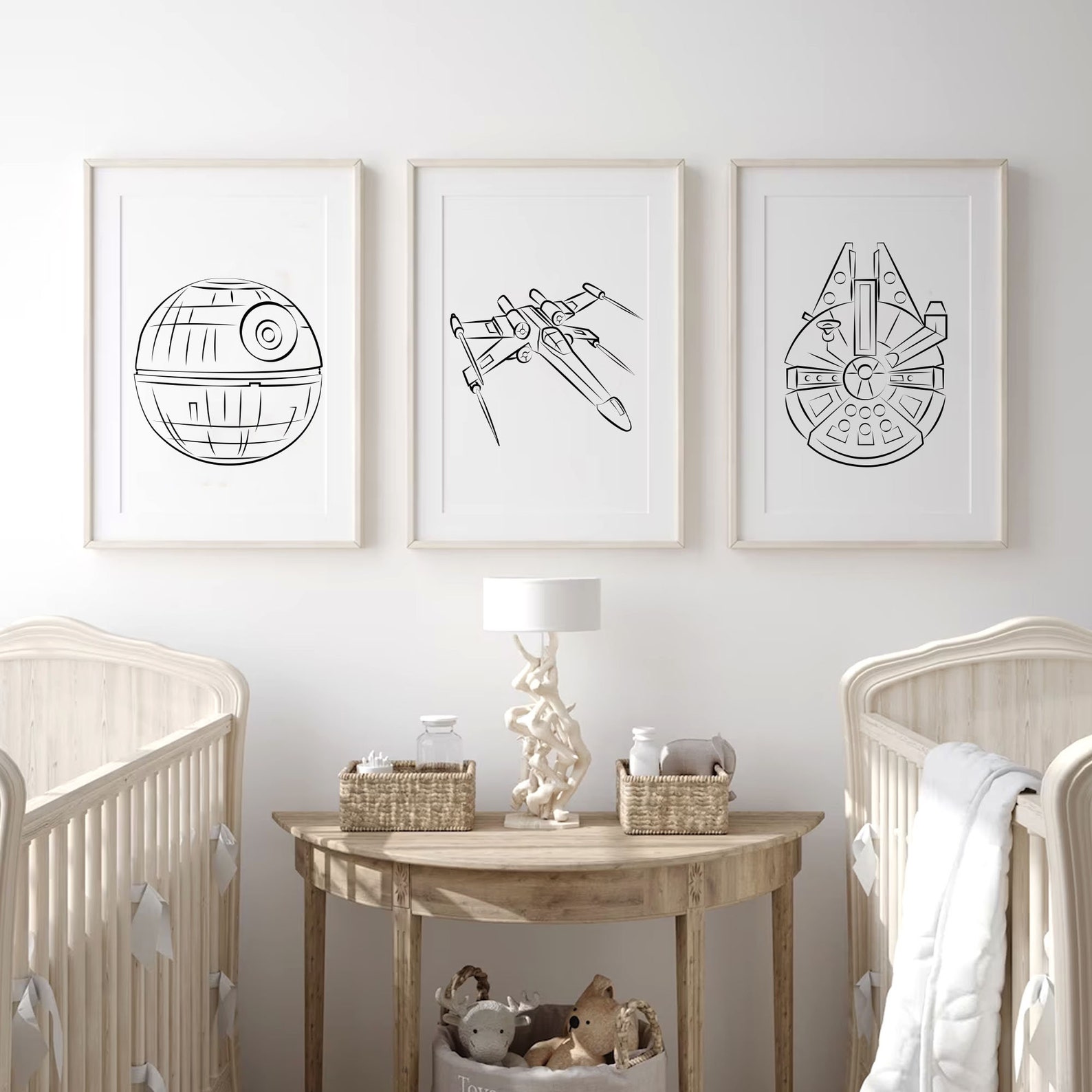 SW Ships Space Line Minimalist Nursery Decor Art Print Set 2