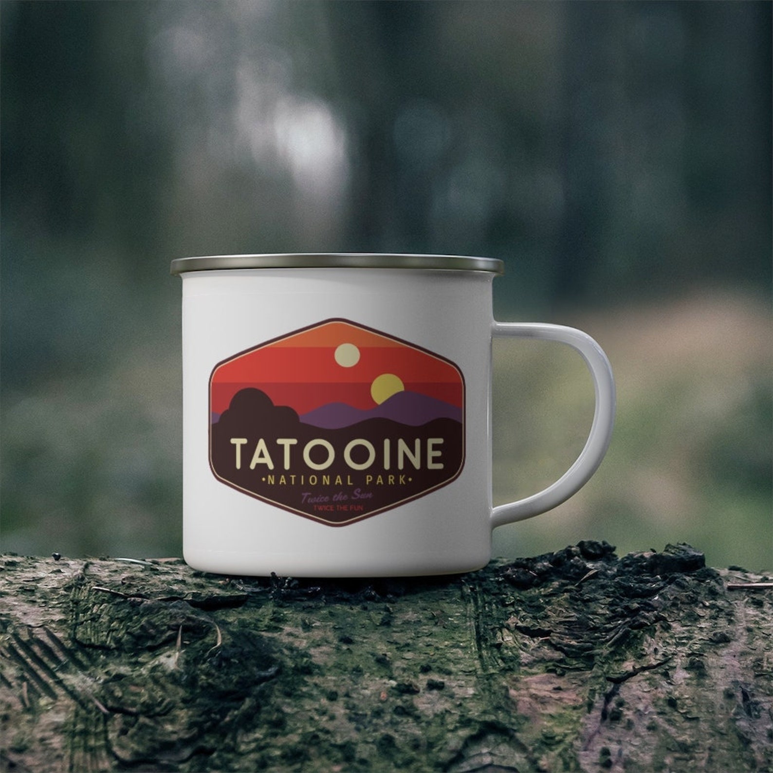 SW Tatooine Sunset Geek Parody Camping Mug 1