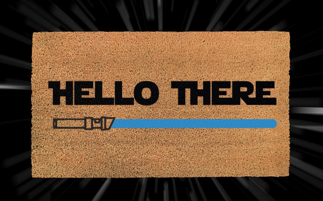 New Star Wars Hello There Lightsaber Personalized Door Mat available now!