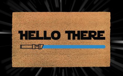 New Star Wars Hello There Lightsaber Personalized Door Mat available now!