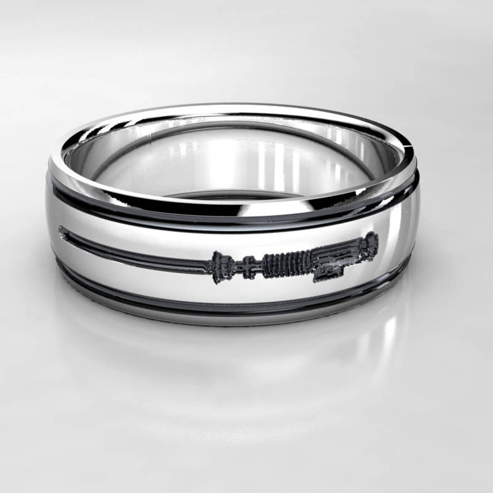 SW Lightsaber Silver Wedding Ring 1
