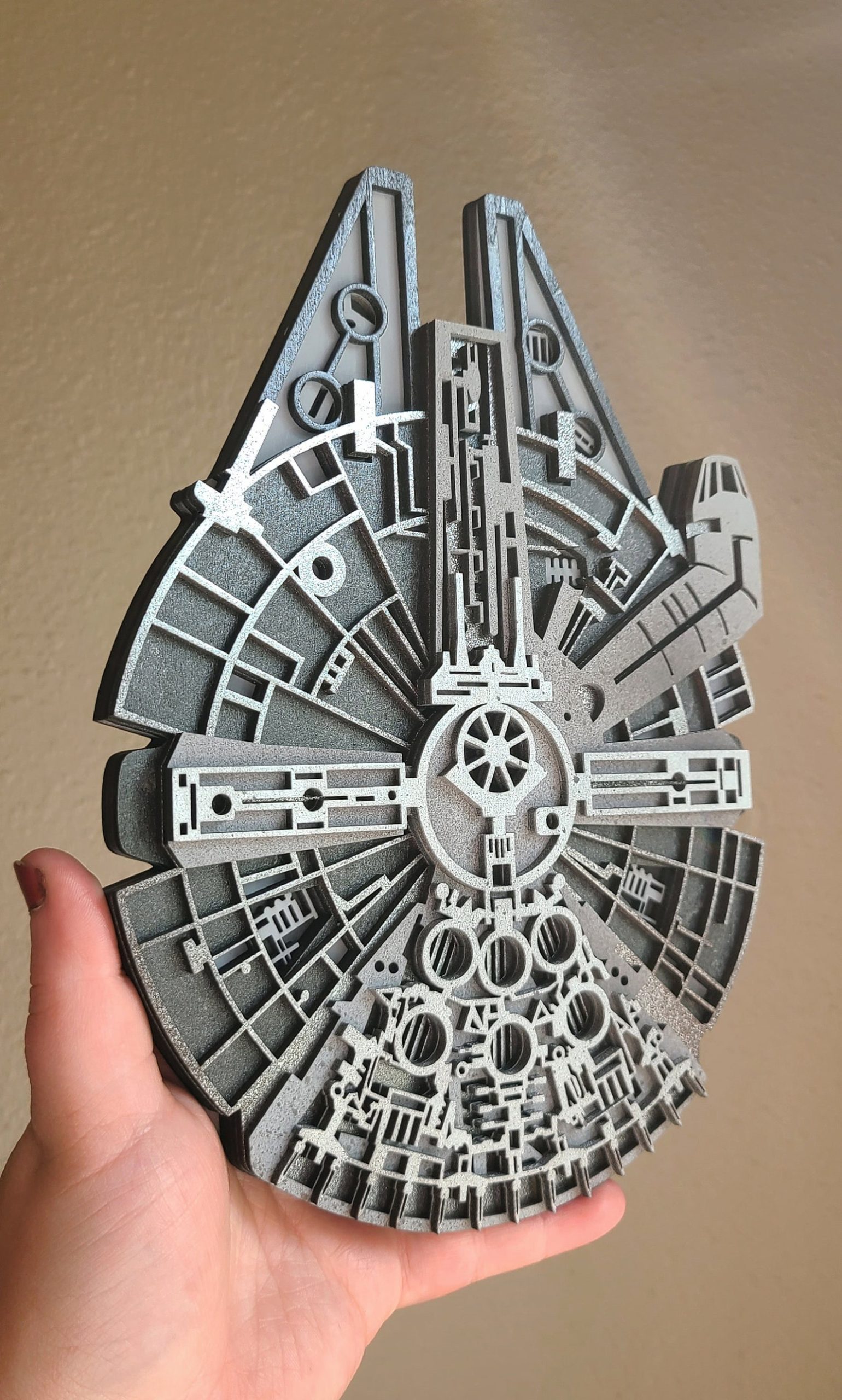 SW Wooden Layered Millennium Falcon Wall Decor 3