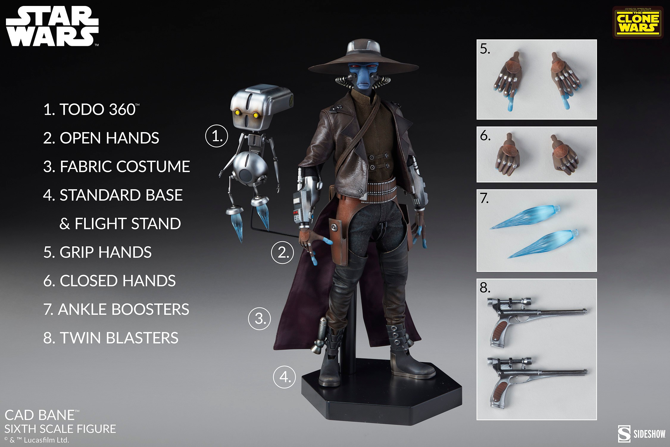 SWTCW Cad Bane Sixth Scale Figure 5