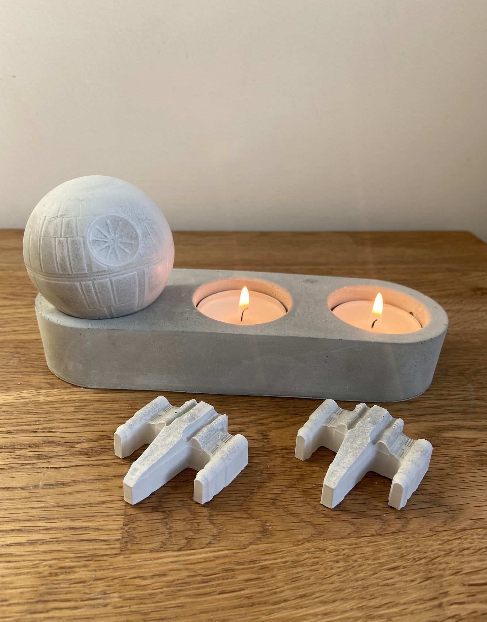 SW Death Star Trench Run and X-wings Tea Light Candle Holder Set 1