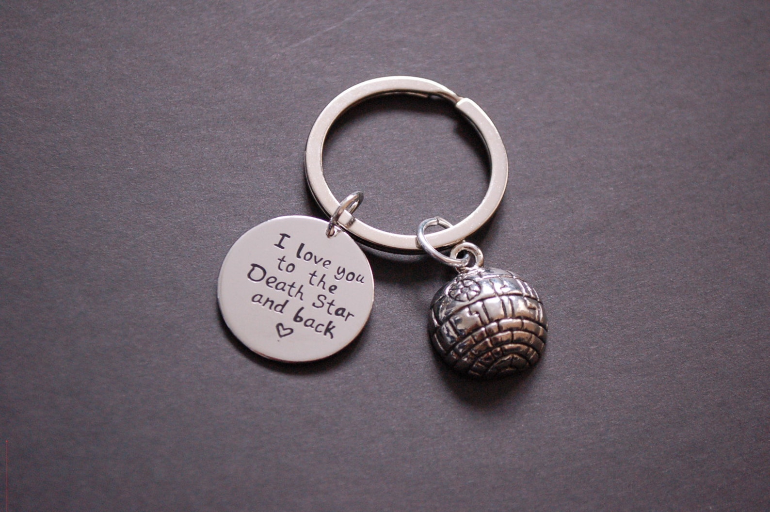SW "I love you to the Death Star and back" Death Star Keyring Keychain Gift 1