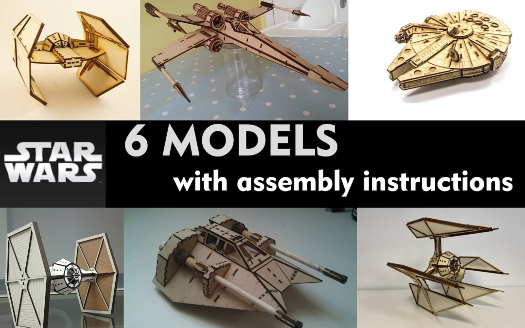 New Star Wars Laser Cut Starship Wooden Model 3D Kit 6-Pack Set available now!