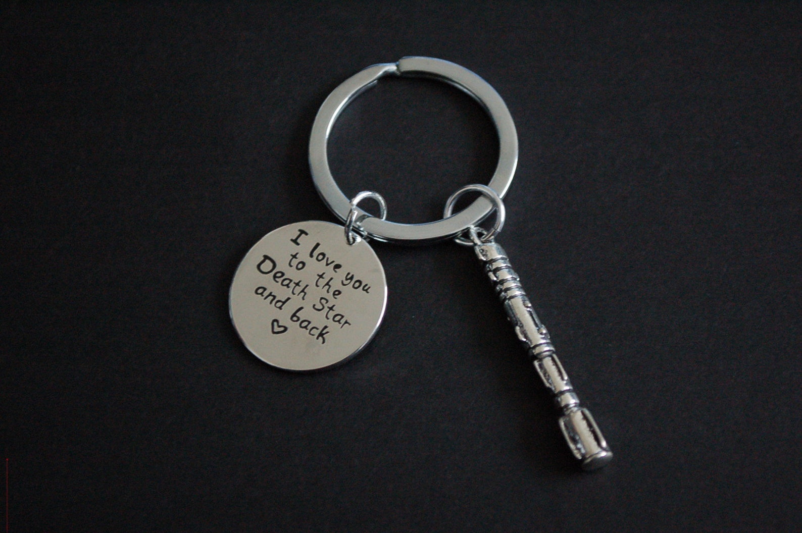 SW I love you to the Death Star and back lightsaber Keyring keychain gift 1