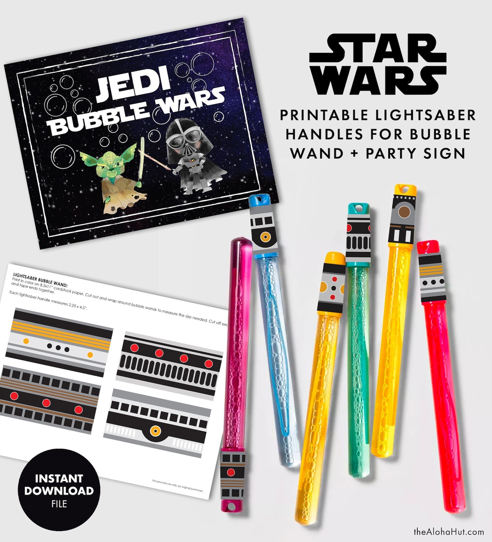 SW Birthday Bubble Wand Jedi Training Lightsaber Handles Set 1