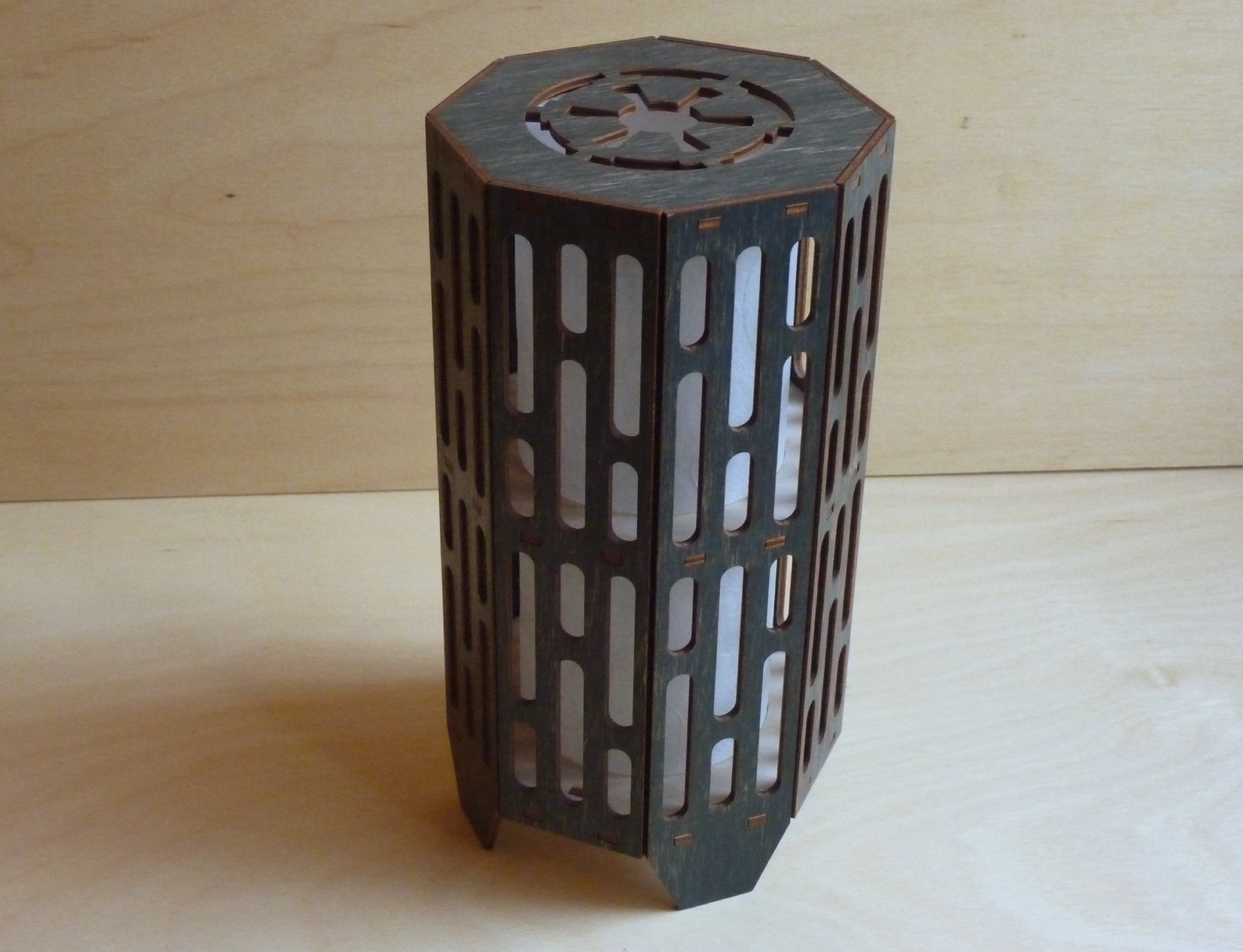 SW Shield Generator 8" Octagon Wooden Shoji Lamp 1