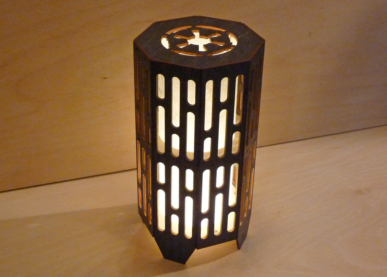SW Shield Generator 8" Octagon Wooden Shoji Lamp 2