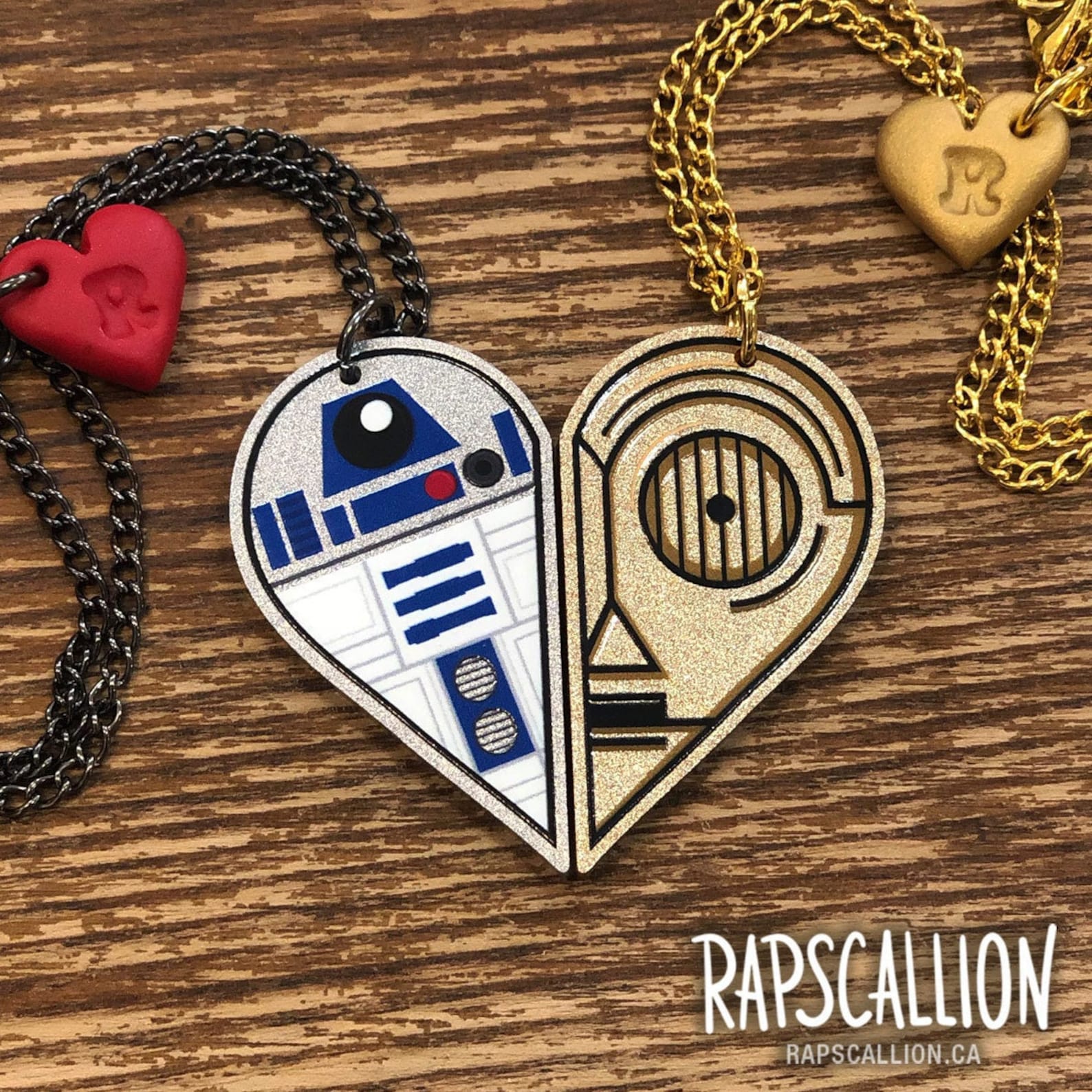 SW R2-D2 and C-3P0 Inspired Acrylic Best Friends Necklace Set 1