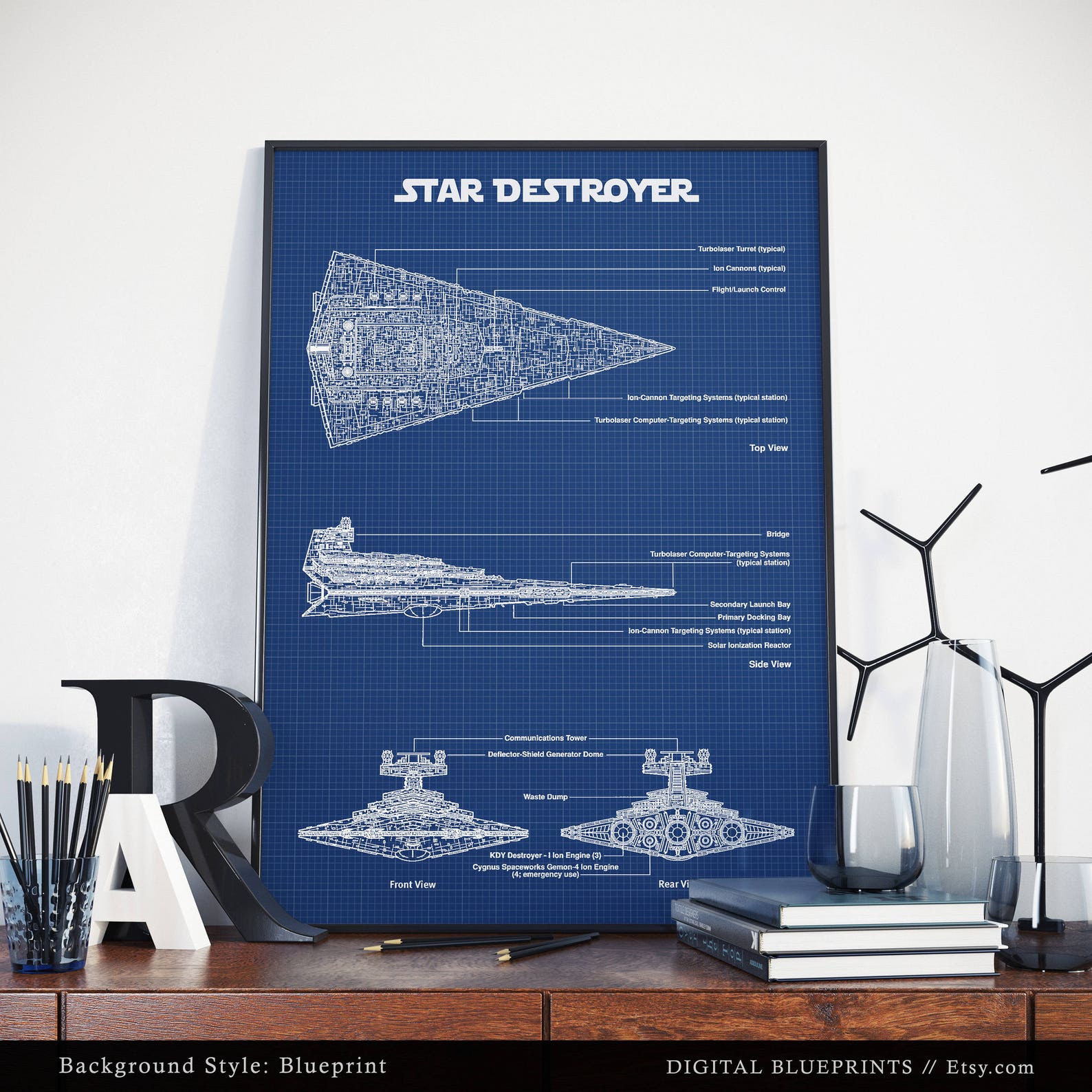 SW Imperial Star Destroyer Blueprint Art Decor Poster 1