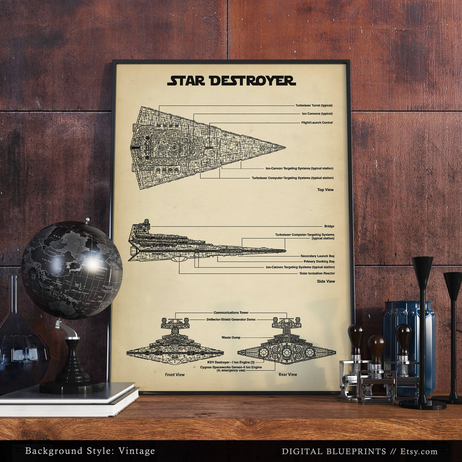 SW Imperial Star Destroyer Blueprint Art Decor Poster 3