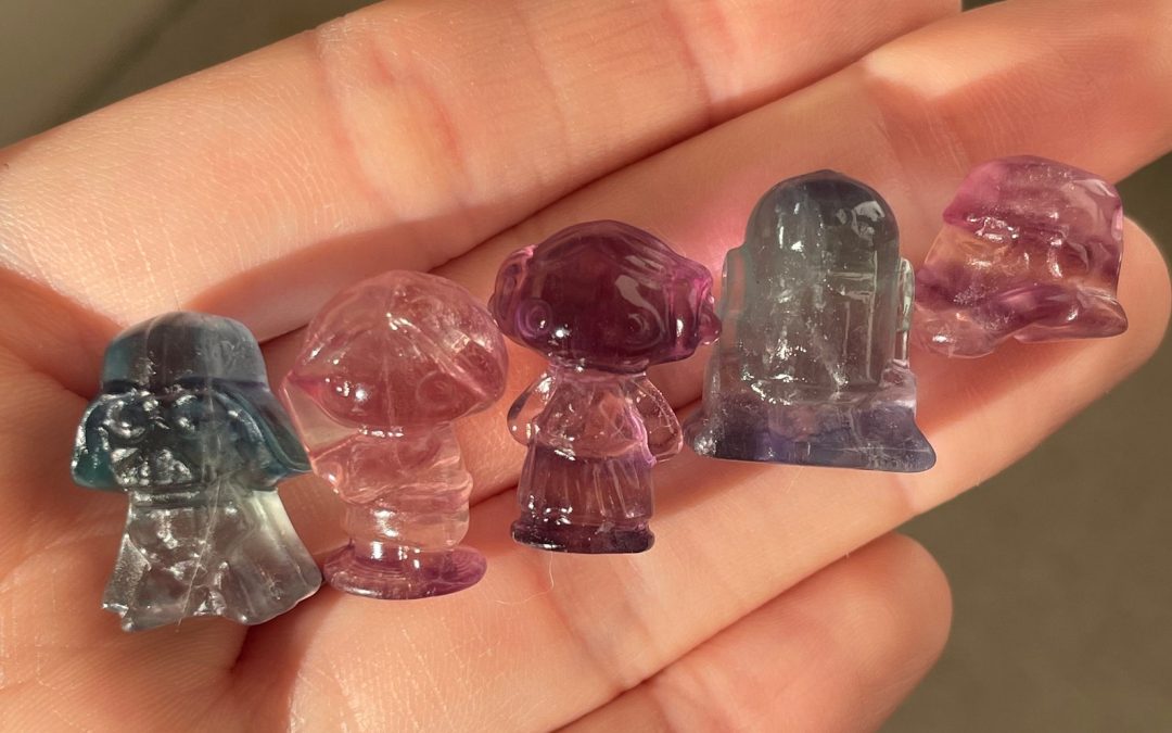 New Star Wars Science Fiction Hand Carved Fluorite Crystal Mini Figures Set available now!