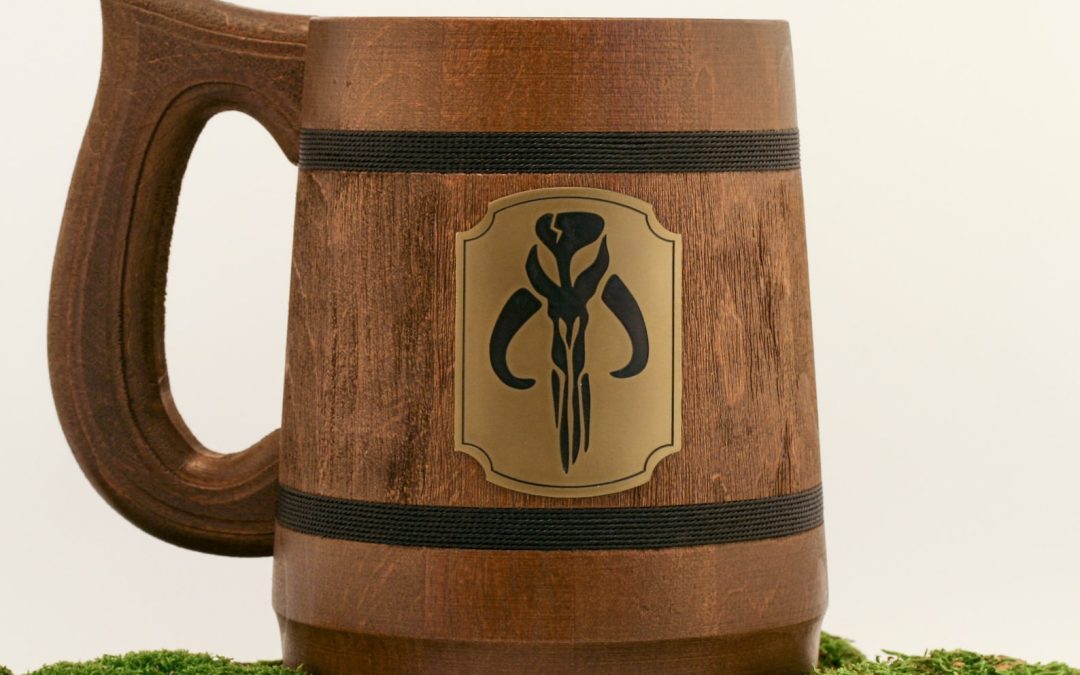 New The Mandalorian Stein Handmade Engraved Symbol Wooden Beer Mug available now!