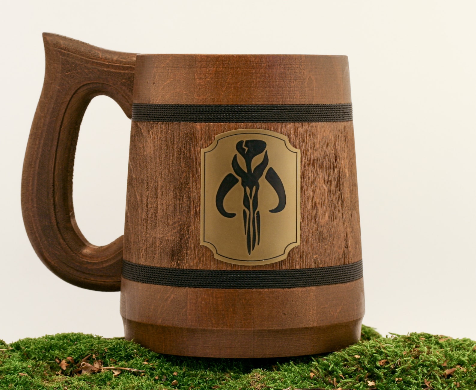 TM Stein Handmade Engraved Symbol Wooden Beer Mug 1
