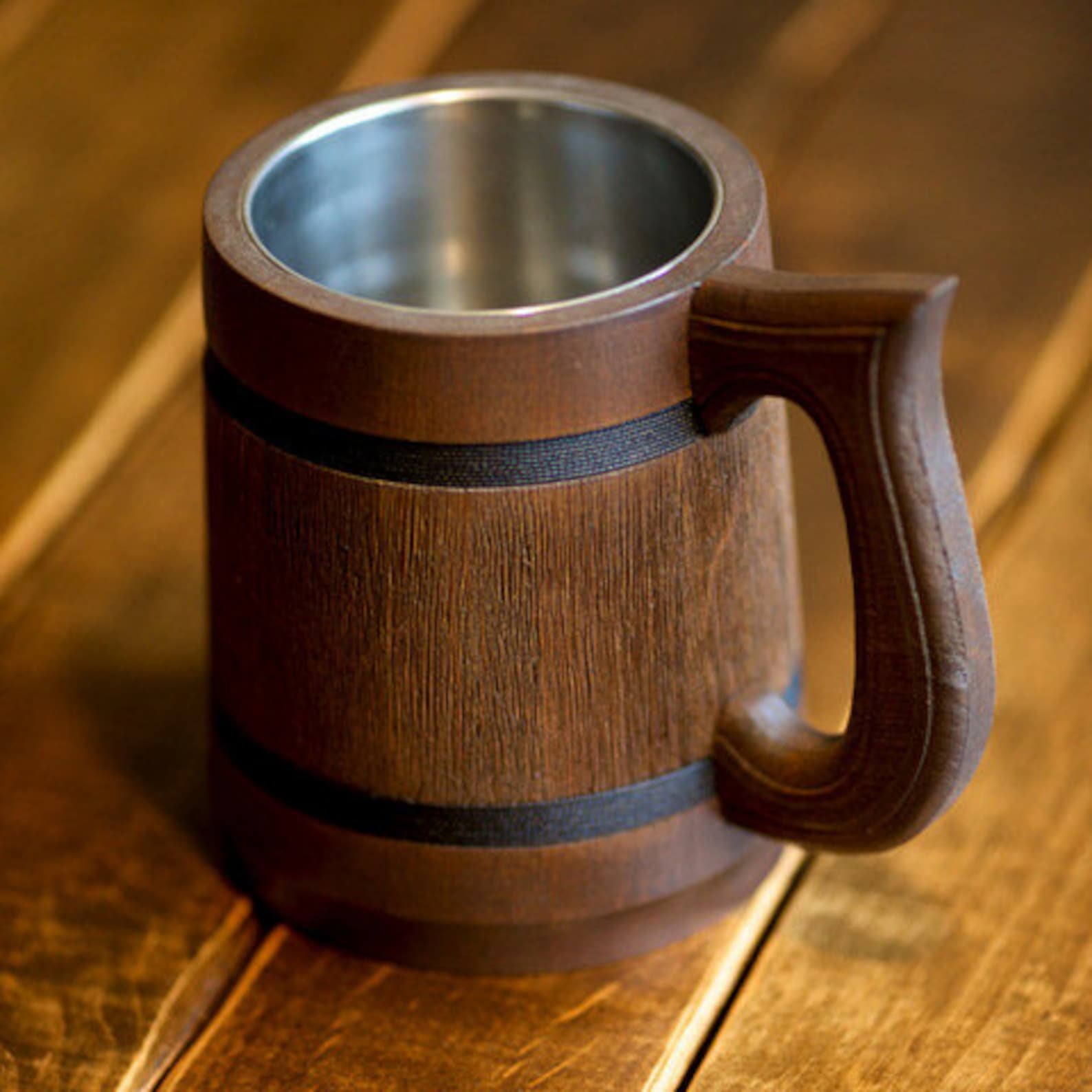 TM Stein Handmade Engraved Symbol Wooden Beer Mug 3