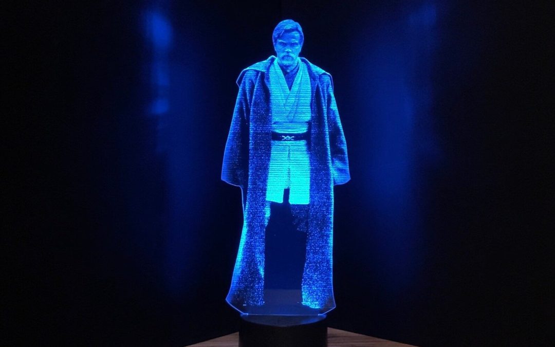 New Revenge of the Sith Obi-Wan Kenobi Order 66 Jedi Warning Hologram Acrylic LED Desk Lamp available now!