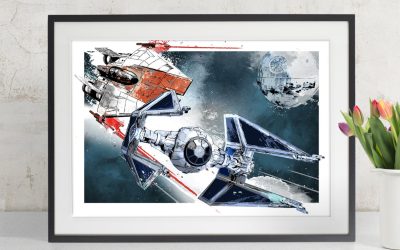 New Star Wars A-Wing and Tie Fighter Battle Art Print Poster available now!