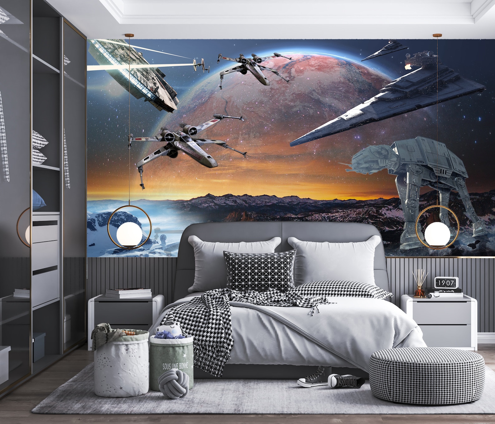 SW Spaceship Wallpaper Nursery Art Mural 2