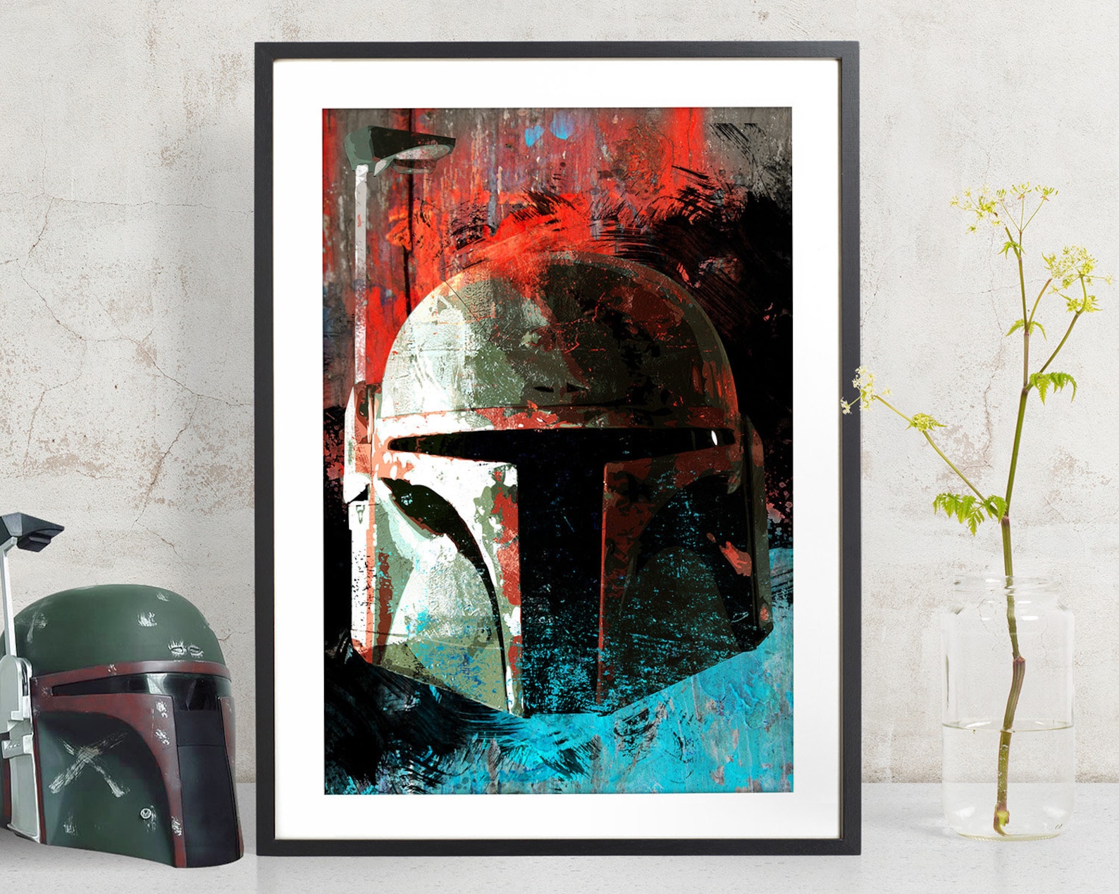 SW Boba Fett's Helmet Bounty Hunter Pop Art Print Poster 1