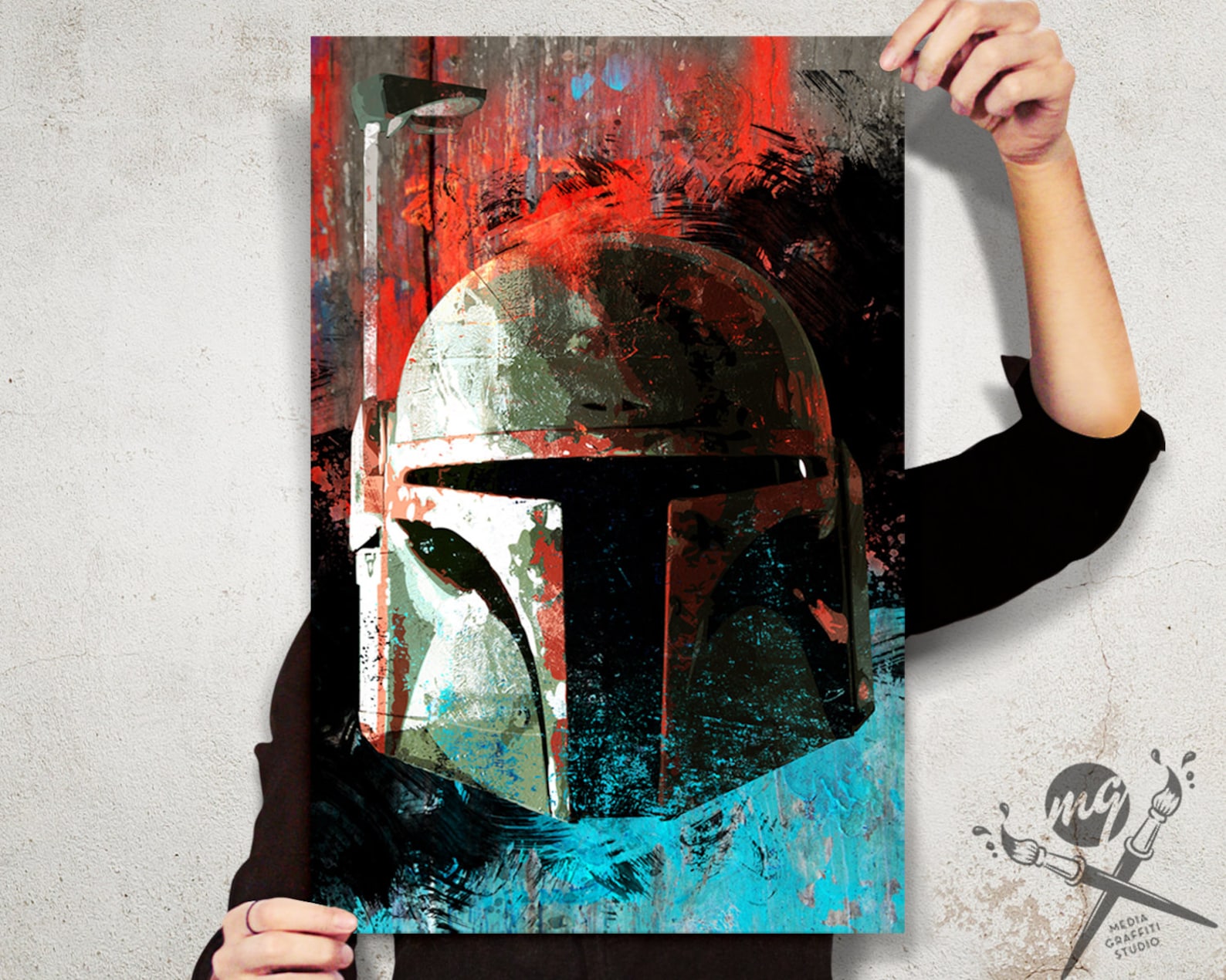 SW Boba Fett's Helmet Bounty Hunter Pop Art Print Poster 2