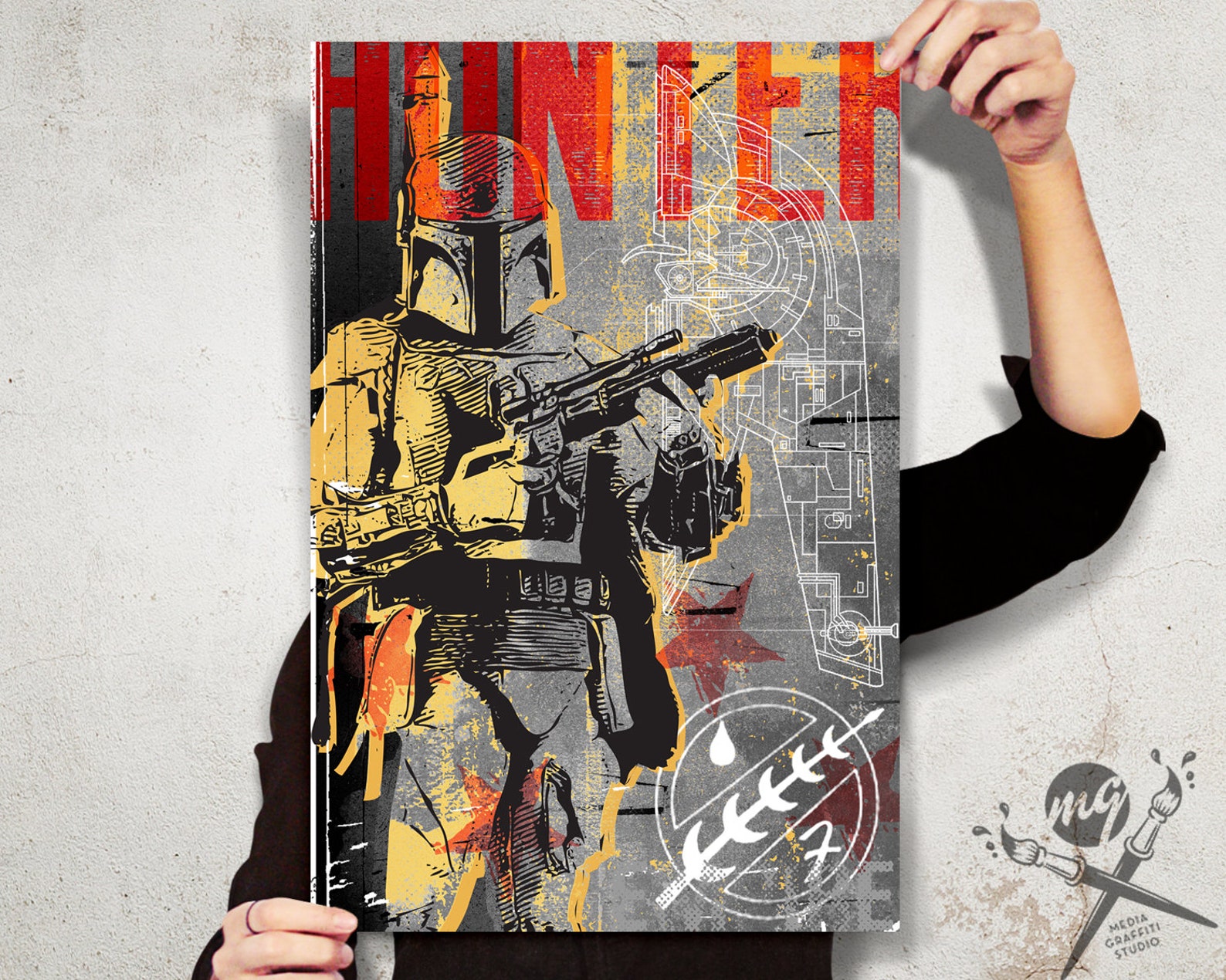 SW Boba Fett Bounty Hunter Character Fan Art Print Poster 2