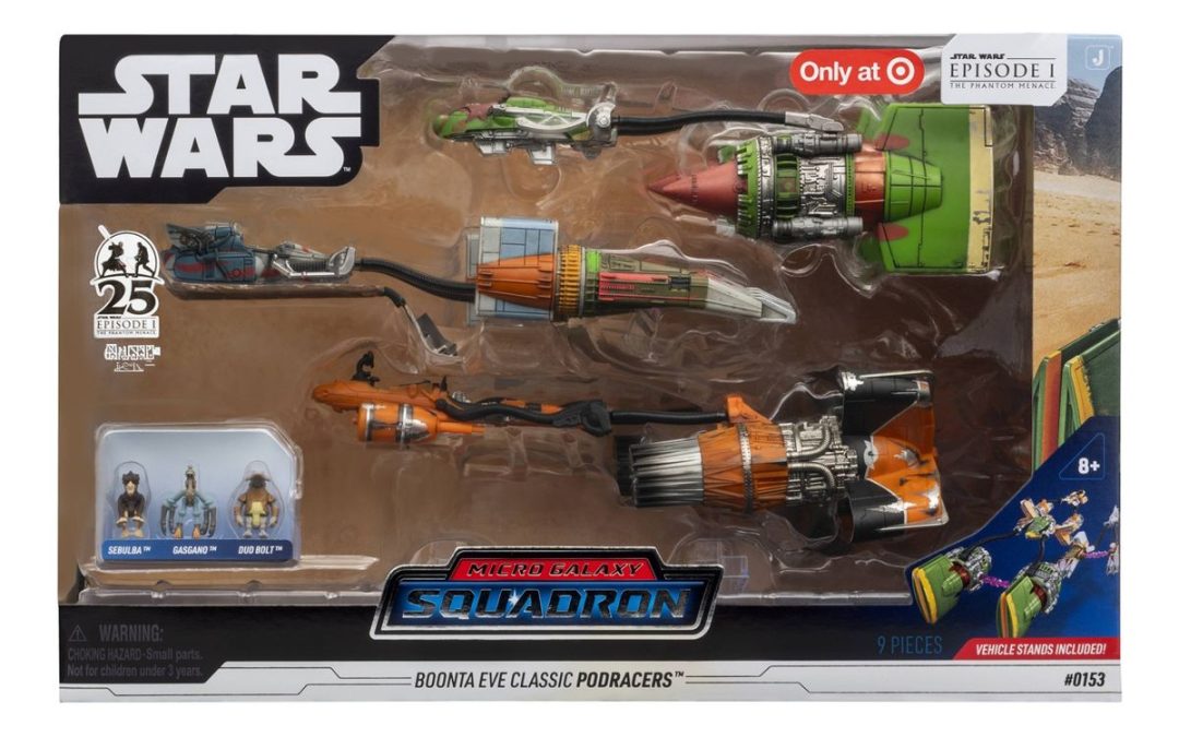 New The Phantom Menace Micro Galaxy Squadron Boonta Eve Classic Podracer Vehicles 3-Pack Set available!