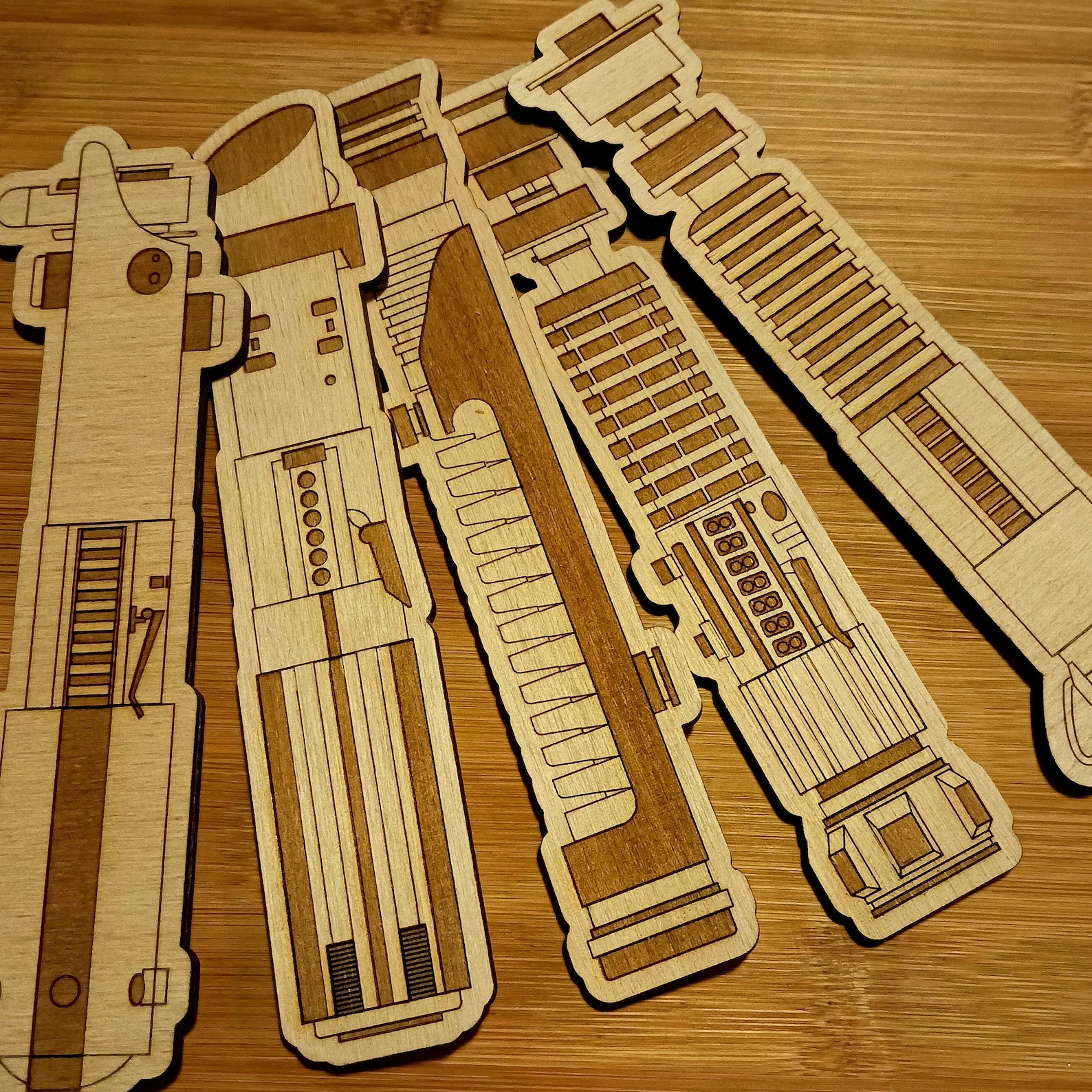 SW Lightsaber Inspired Wooden Bookmark Set 1